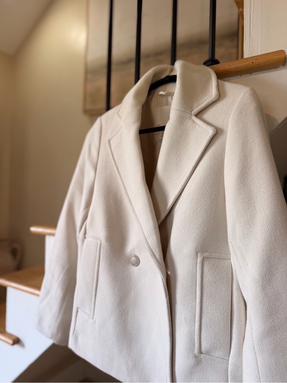 H&M Cream Double-Breasted Blazer Jacket